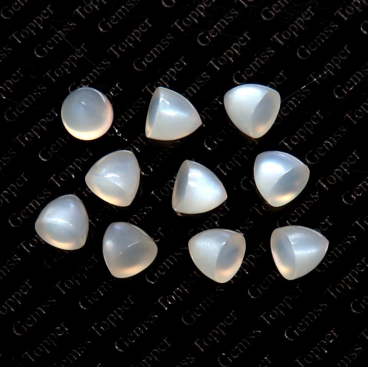 White Moonstone 4x4 mm Bullet Cabochon